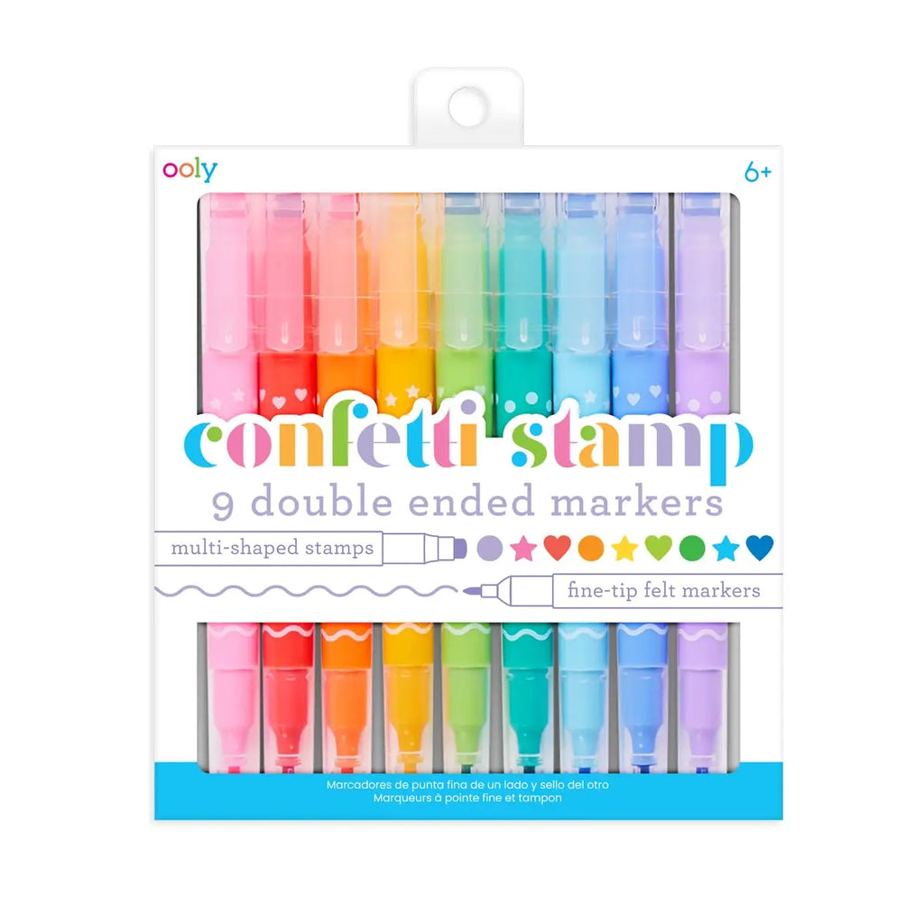 9 Confetti Stamp Double-Ended Markers