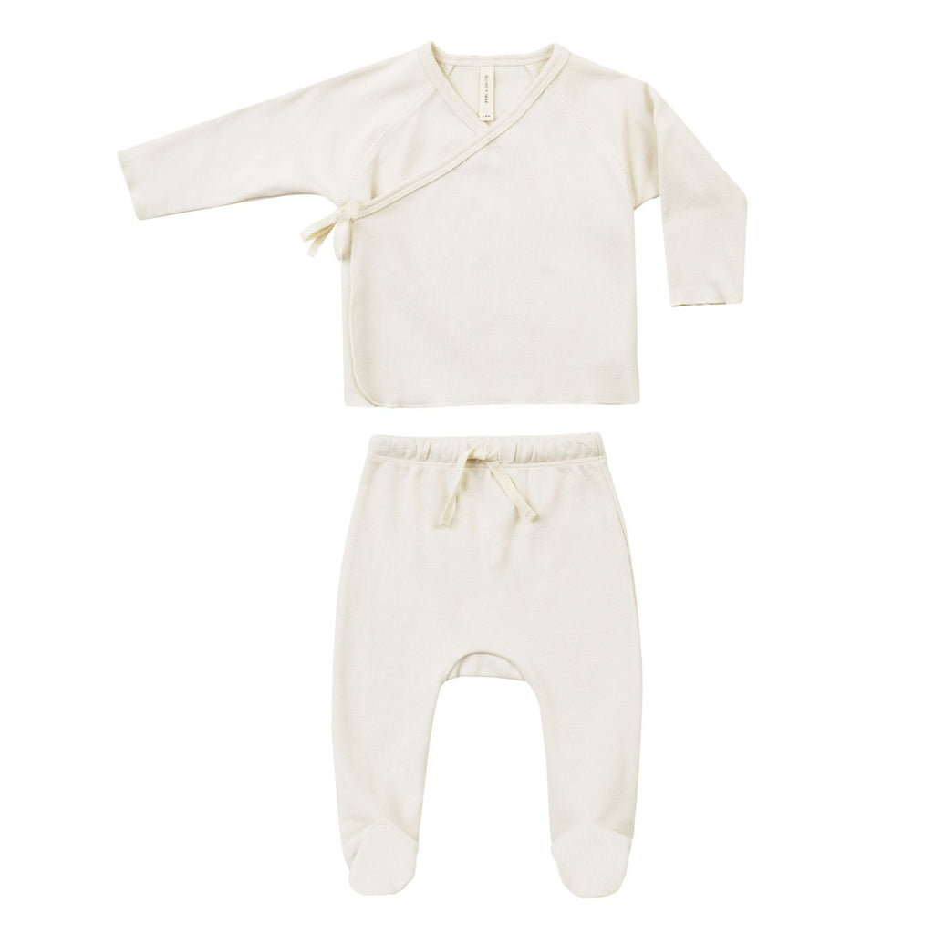 Wrap Top + Footed Pant Set || Ivory