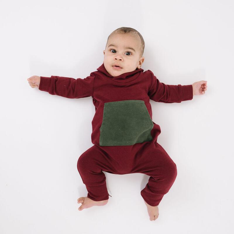 Bamboo Shawl Collar Zipper Romper || Cranberry Evergreen