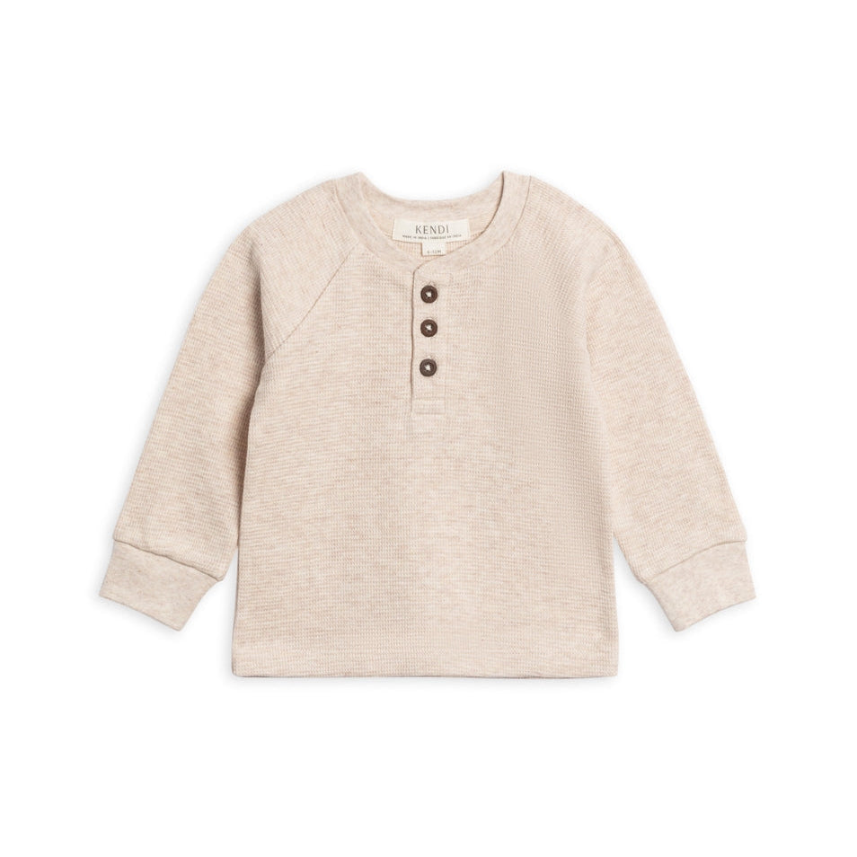 Jones Waffle Henley Long Sleeve || Heather Oat