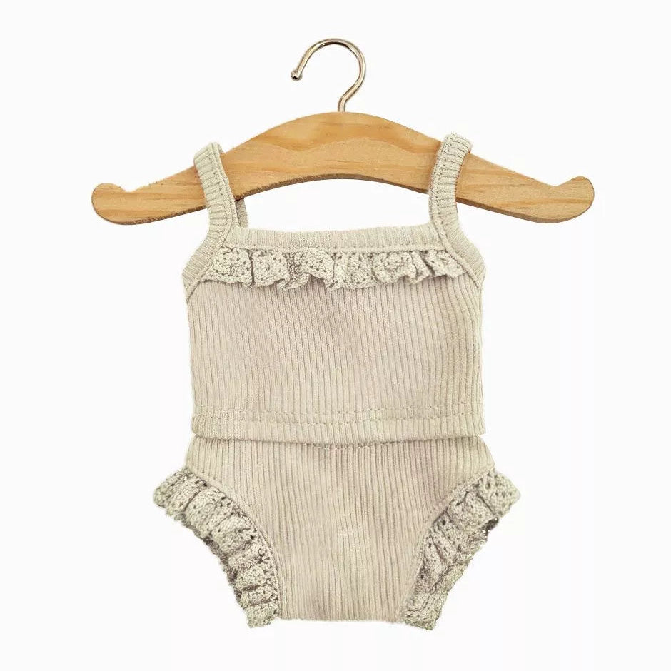 Underwear Set with Lace || Ribbed Linen