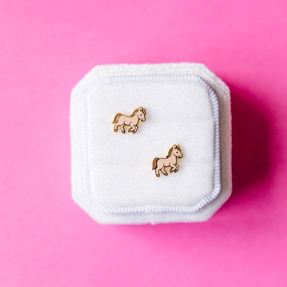 Pink Pony Stud Earrings