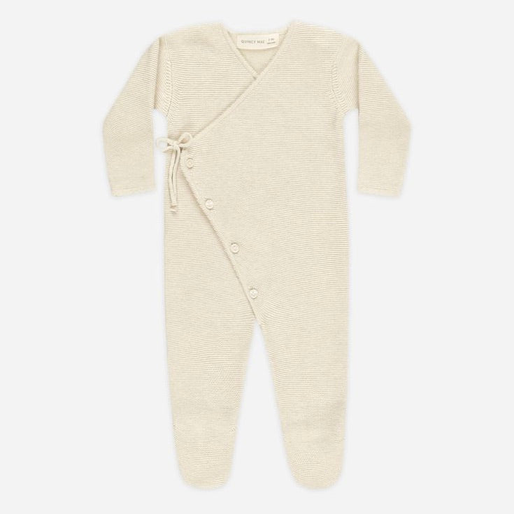 Wrap Knit Footie || Heathered Natural