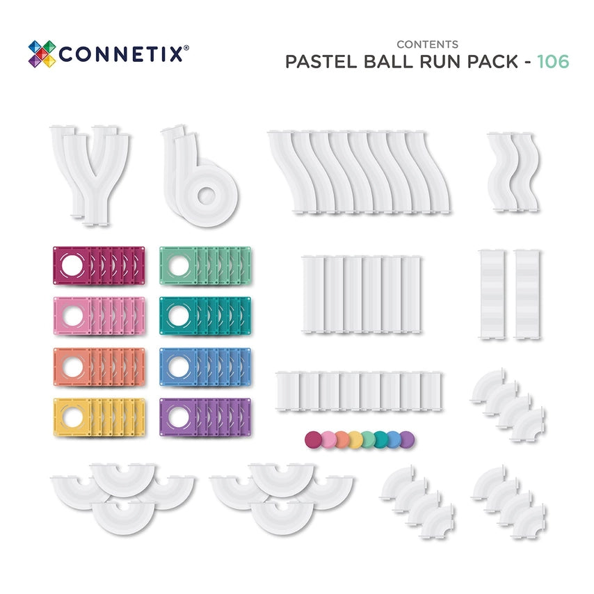 Magnetic Tiles Pastel Ball Run || 106 Pieces