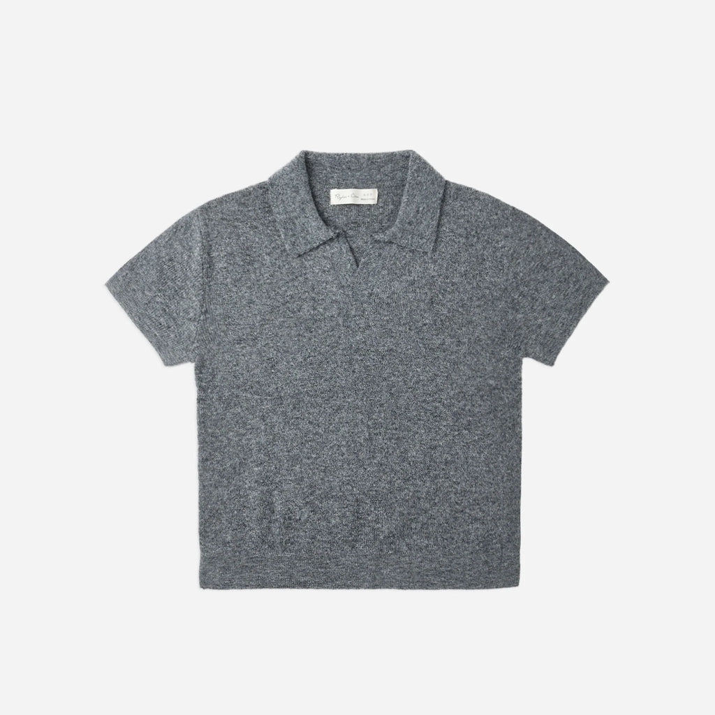 Knit Polo || Heathered Grey