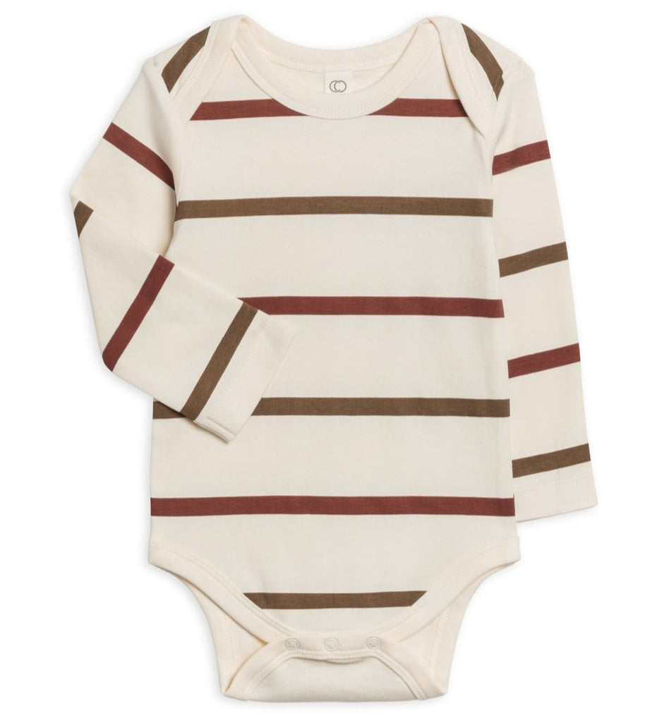 Organic Baby River Bodysuit ||  Max Stripe / Garnet + Sepia