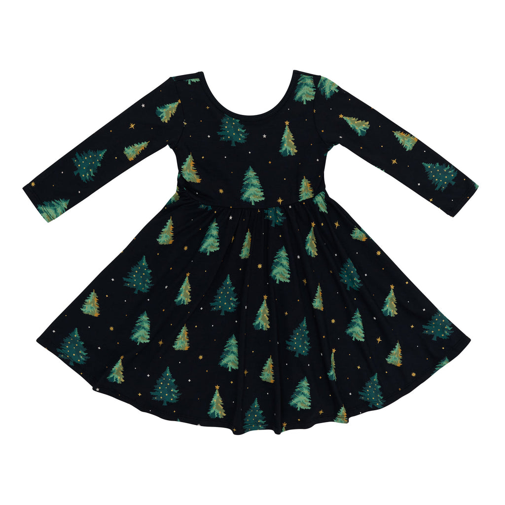 Holiday Long Sleeve Twirl Dress || Twinkle Tree