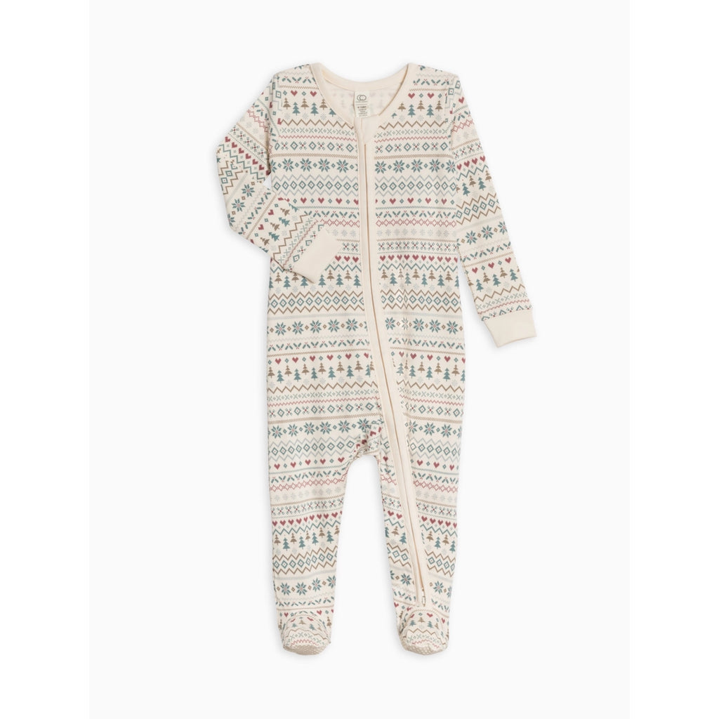 Peyton Footed Sleeper || Teal Fairisle