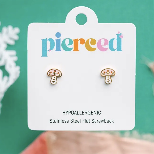 Winter Mushroom Earrings