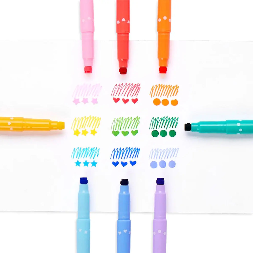 9 Confetti Stamp Double-Ended Markers