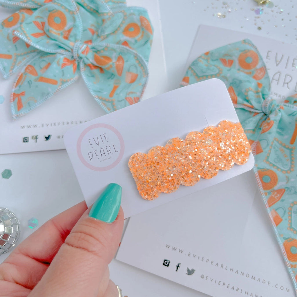Showgirl Era || Orange Glitter Single Snap Barrette