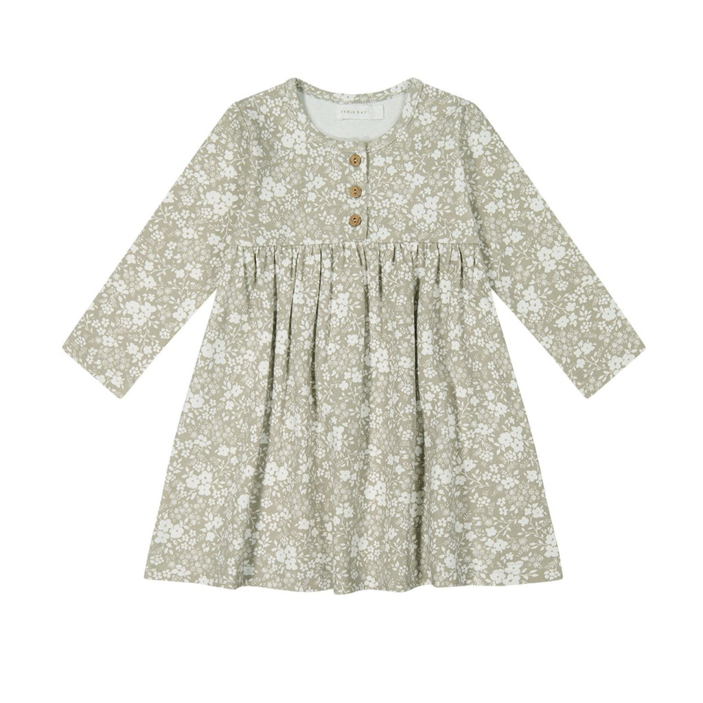 Organic Cotton Bridget Dress || Pansy Floral Mist