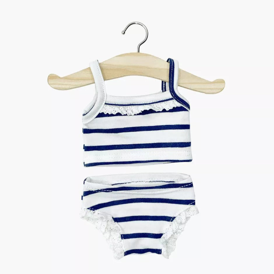Underwear Set with Lace || Marine Stripe