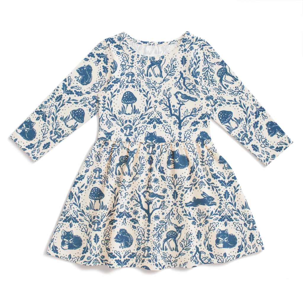 Calgary Dress || Animal Tapestry Delft Blue