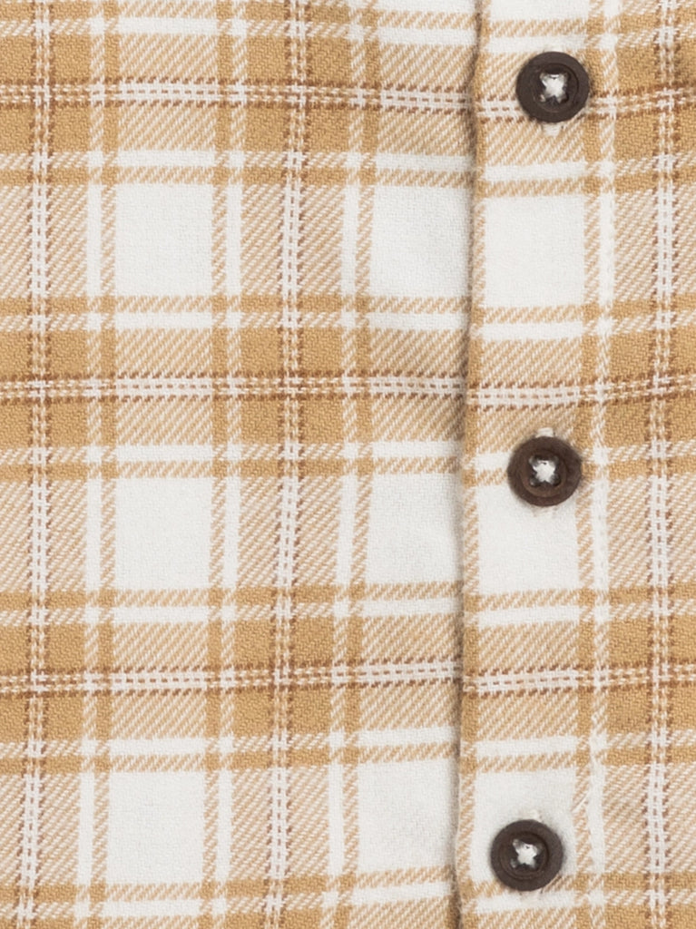 Logan Flannel Button Down Shirt || Latte Plaid