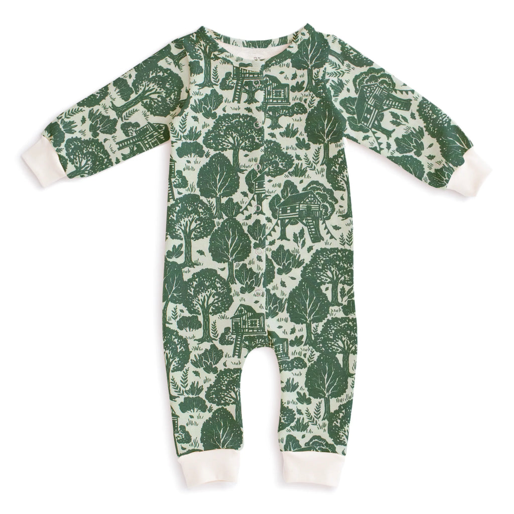 French Terry Jumpsuit || Treehouses Green