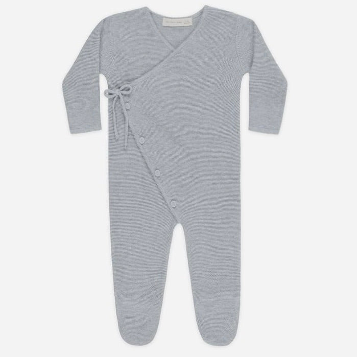 Wrap Knit Footie || Heathered Dusty Blue