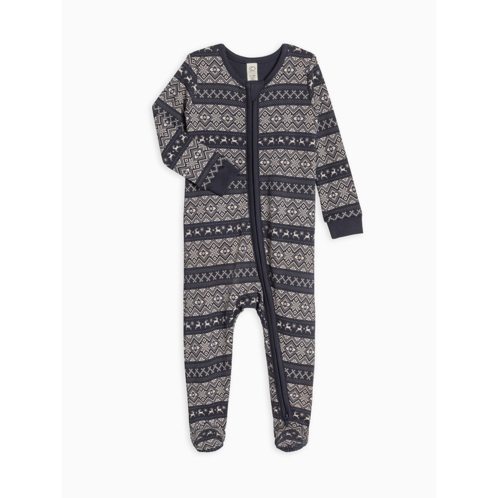 Peyton Footed Sleeper || Navy Fairisle