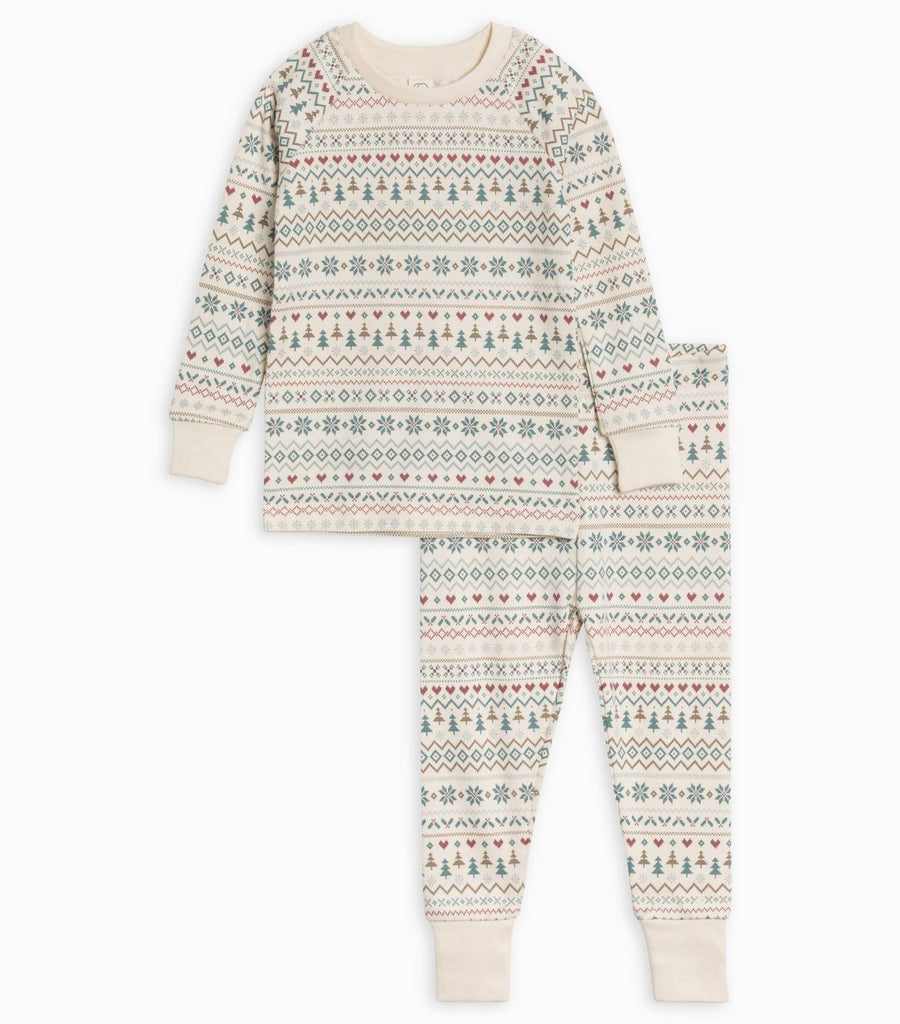 Organic Long Sleeve Jammies || Teal Fairisle