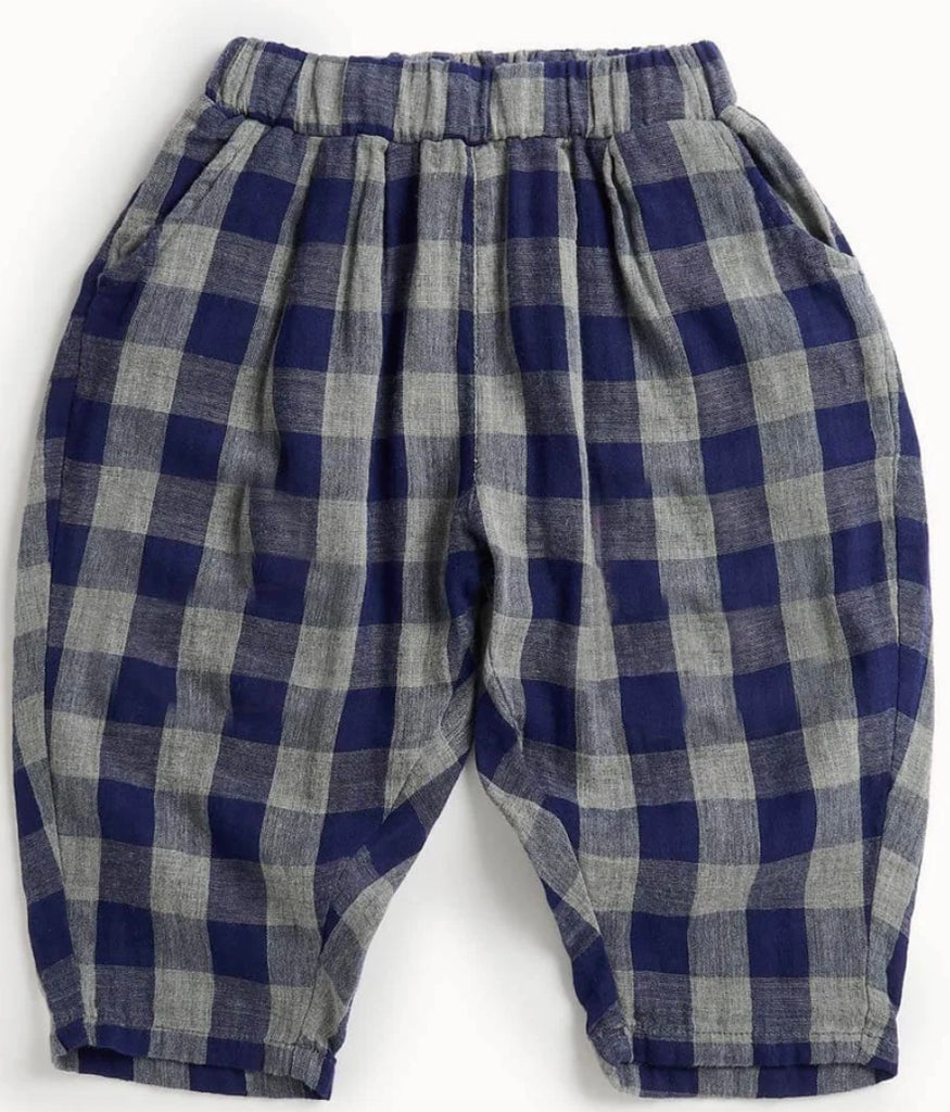 Zen Barrel Leg Trouser || Blue Checker