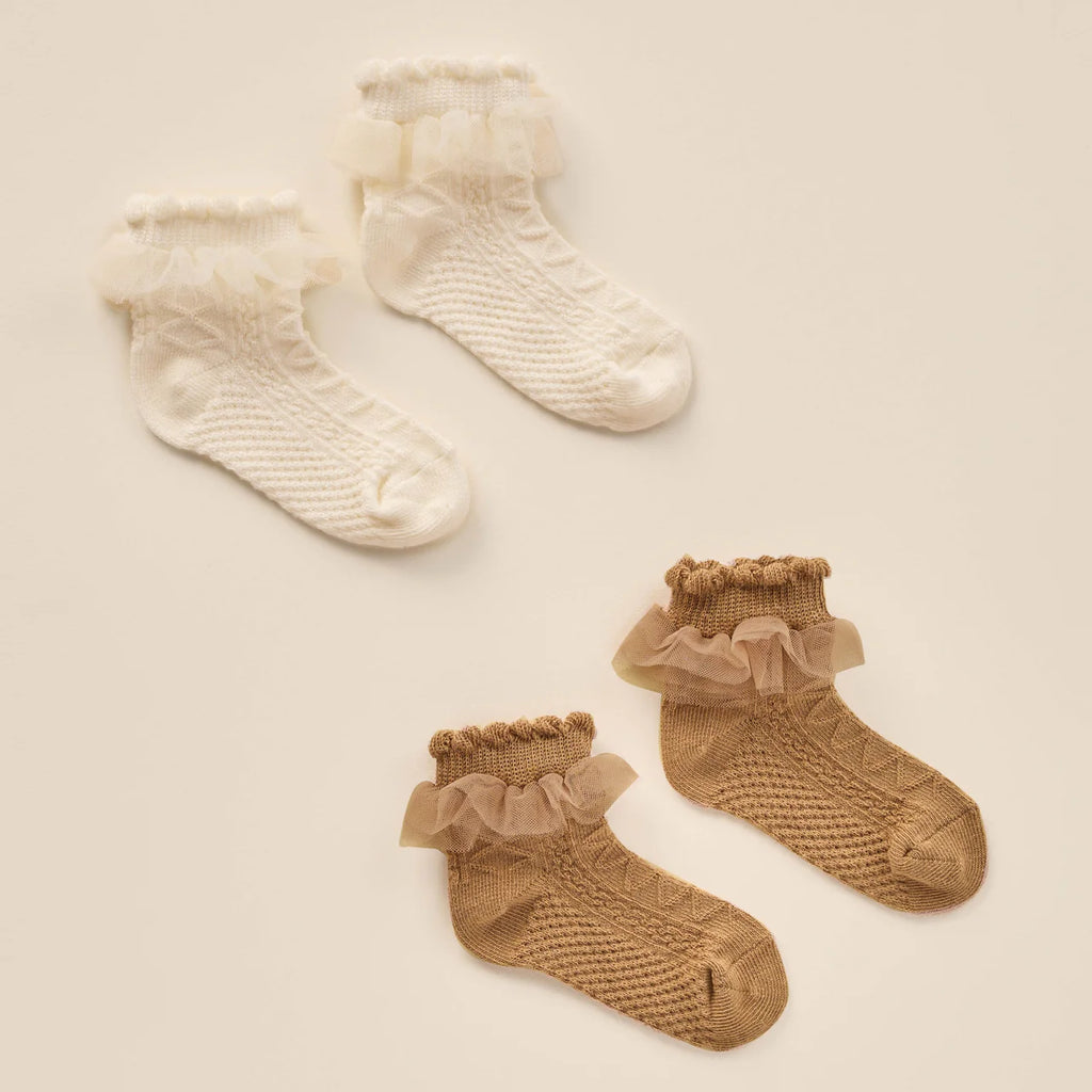 Ruffle Socks || Ivory, Golden