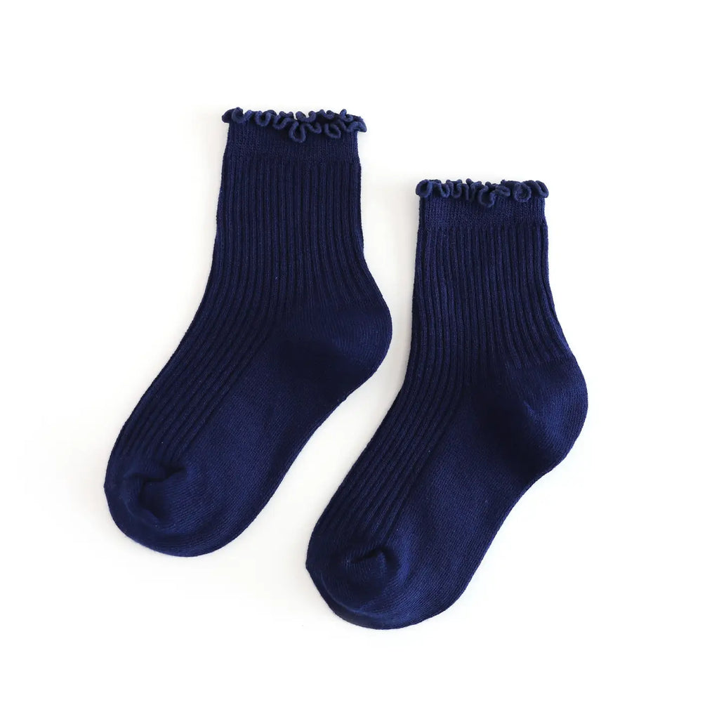Ribbed Lettuce Trim Midi Socks