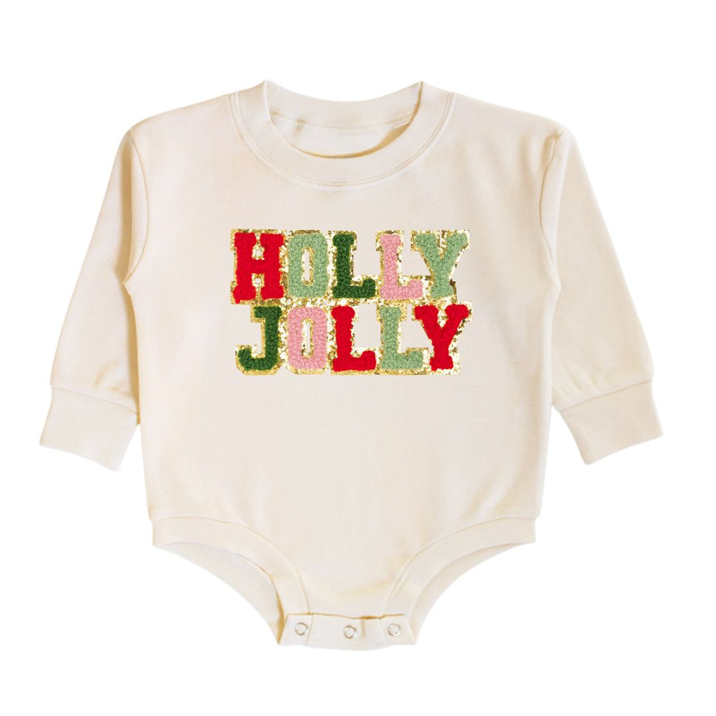 Holly Jolly Patch Long Sleeve Romper