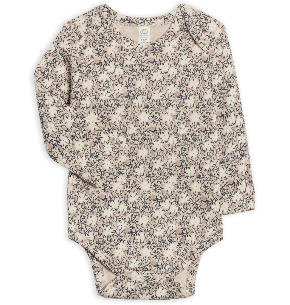 Organic Baby River Bodysuit || Verbena Floral / Wren + Navy