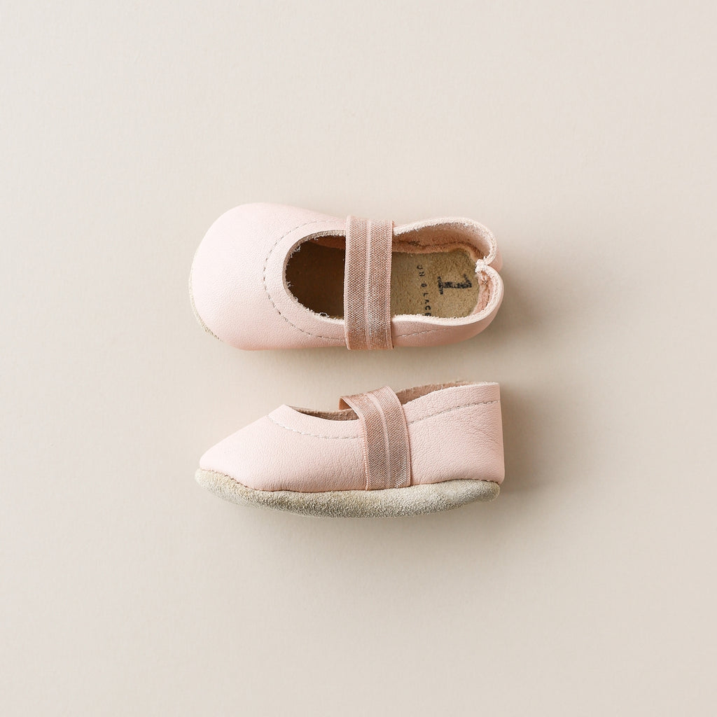 Baby Leather Mary Janes || Blush