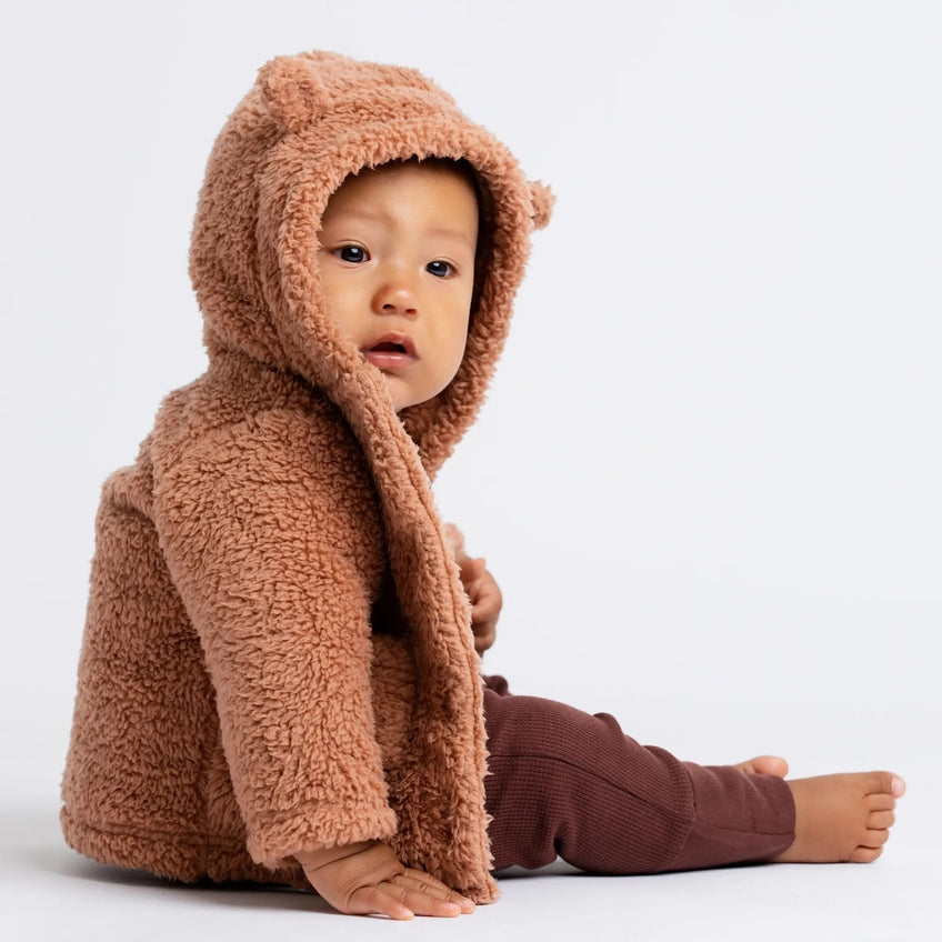 Baby Sherpa Teddy Cardigan || Caramel