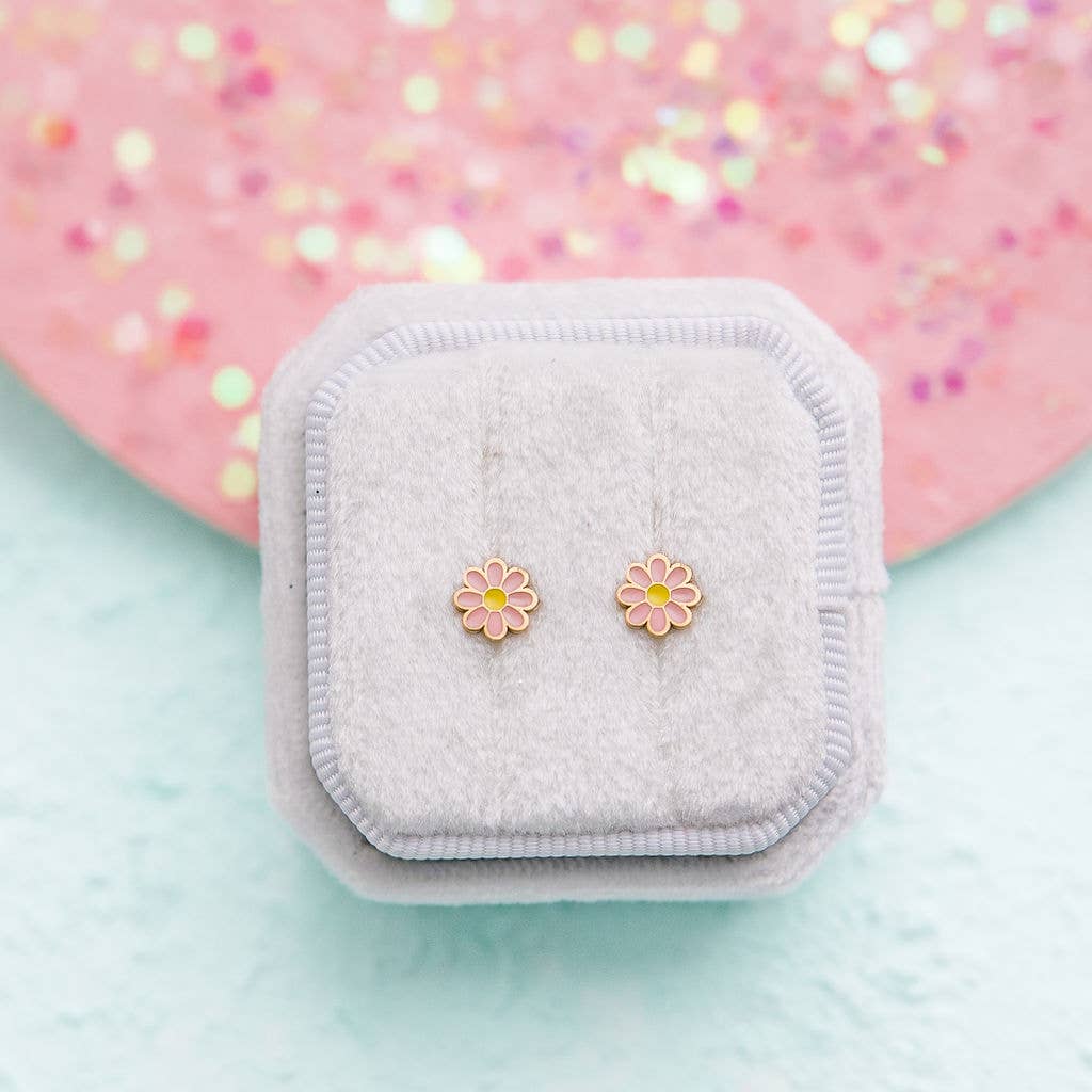 Pink Daisy Stud Earrings