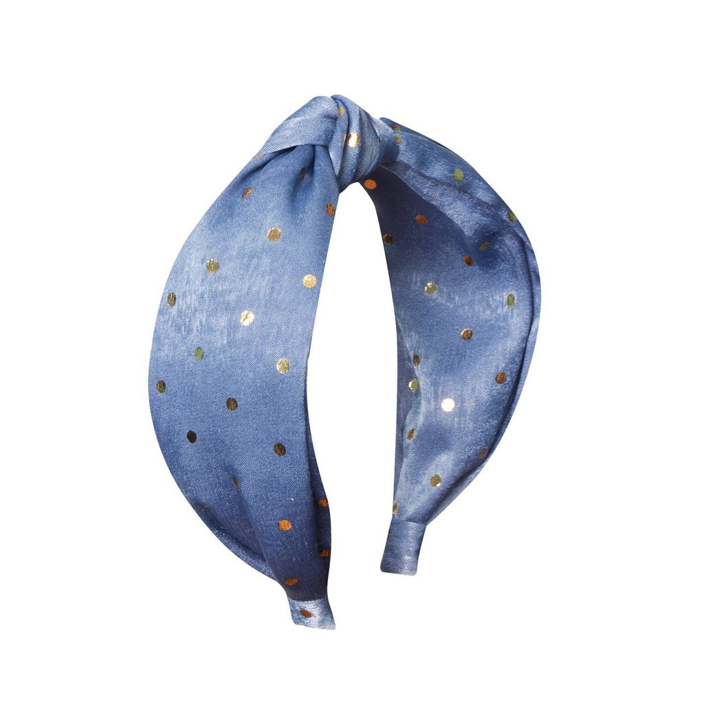 Gold Spotty Blue Headband