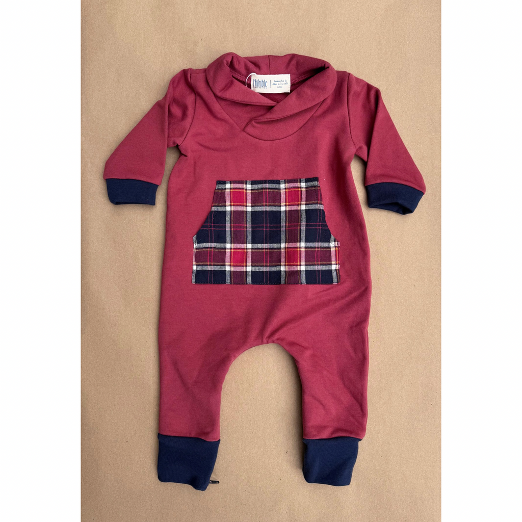 Brushed Fleece Shawl Collar Romper || Holiday Jam