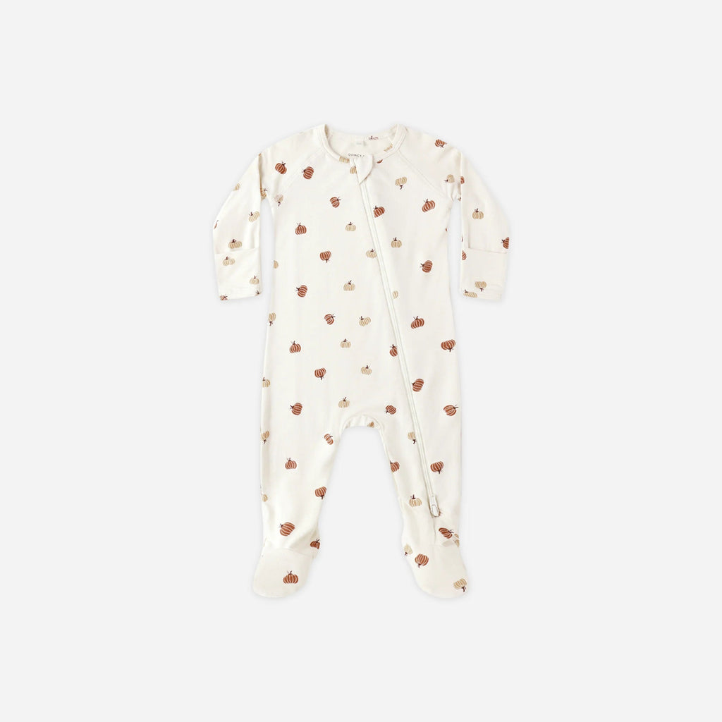 Bamboo Zip Footie || Pumpkins