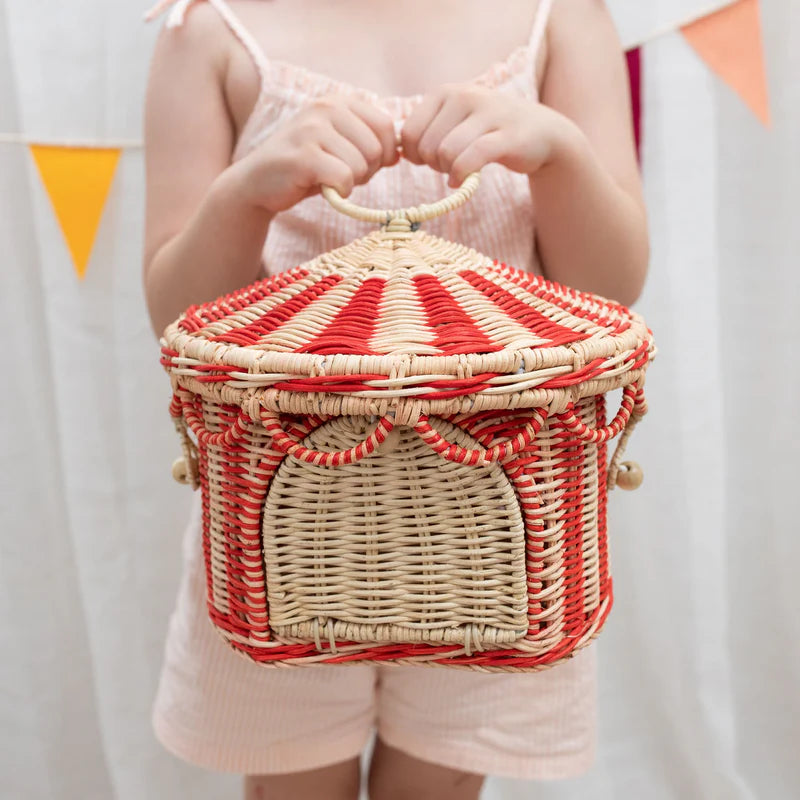 Circus Tent Basket || Red & Straw