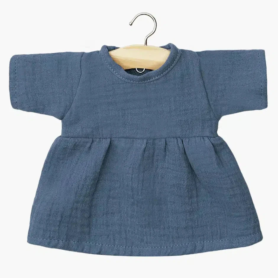 Faustine Long Sleeve Cotton Gauze Dress || Overseas Blue