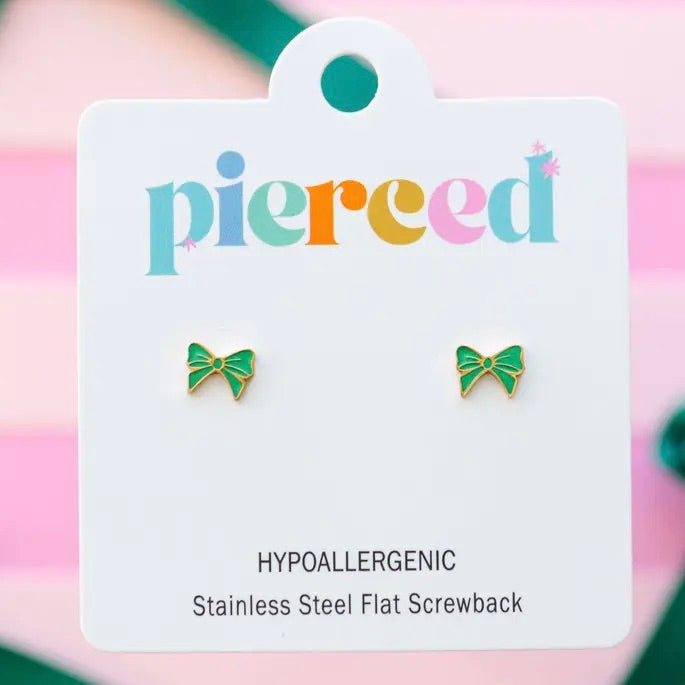 Green Bow Earrings