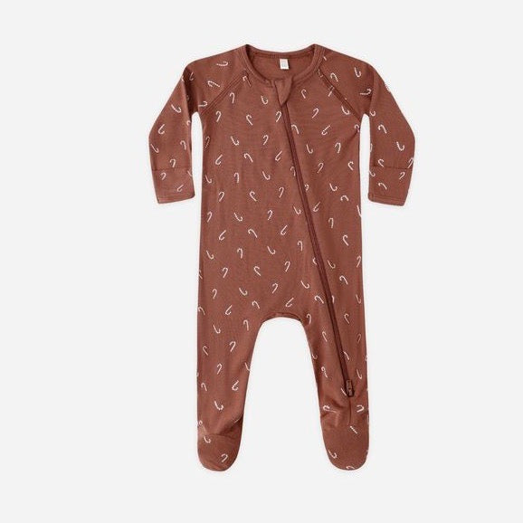 Bamboo Zip Footie || Candy Canes