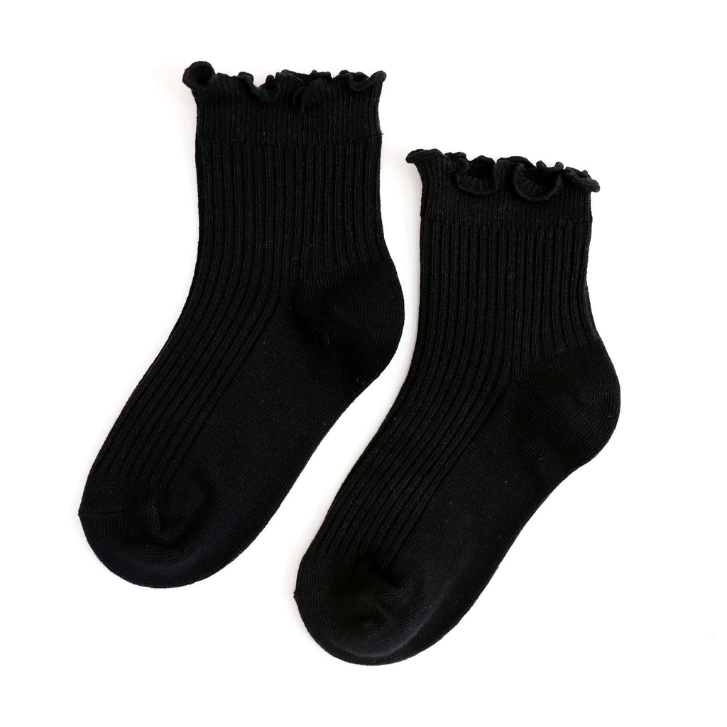 Ribbed Lettuce Trim Midi Socks