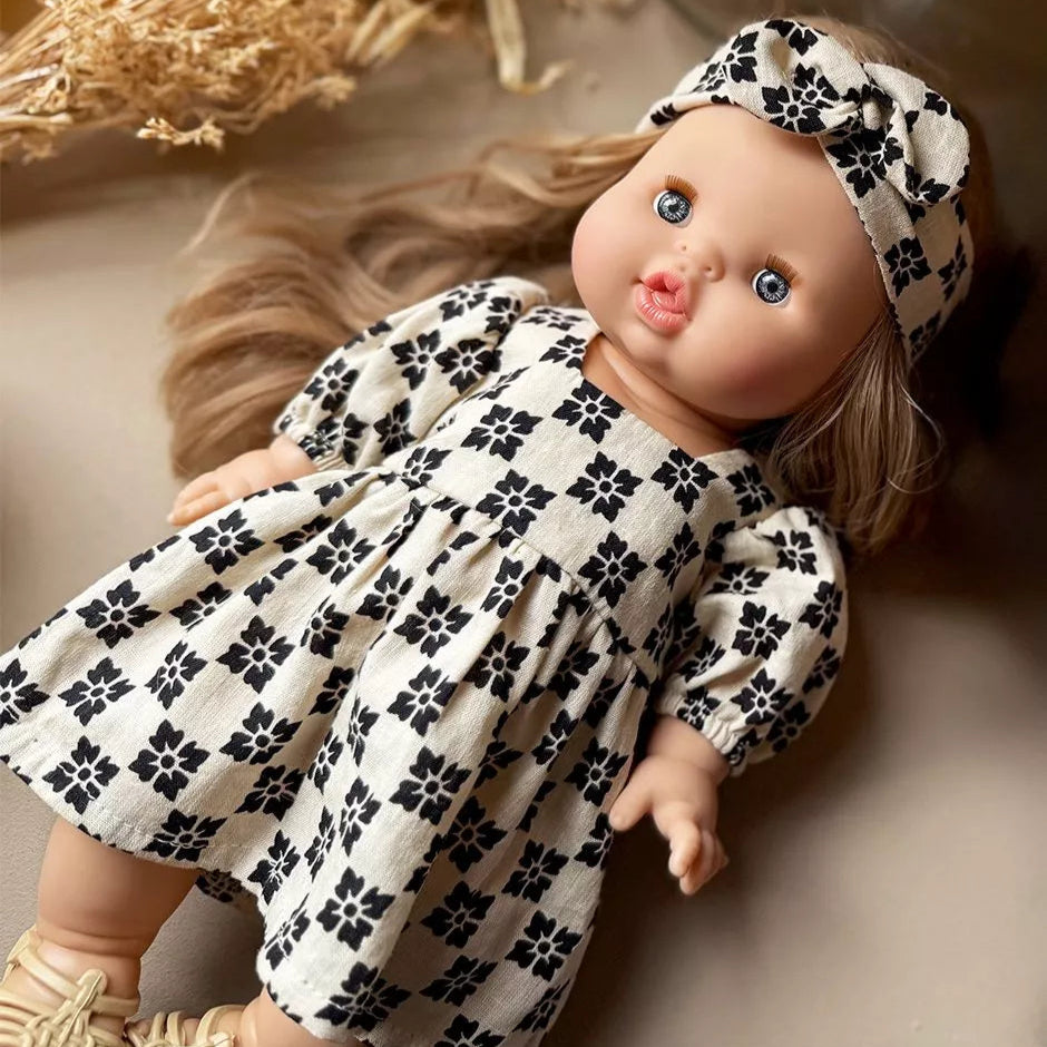 Minikane x Rylee + Cru Fiona Dress and Headband || Checkered Floral