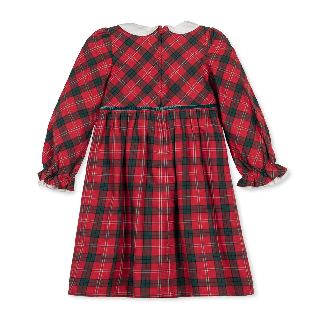Organic Peter Pan Collar Ruffle Cuff Dress || London Plaid