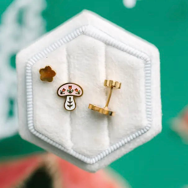 Winter Mushroom Earrings