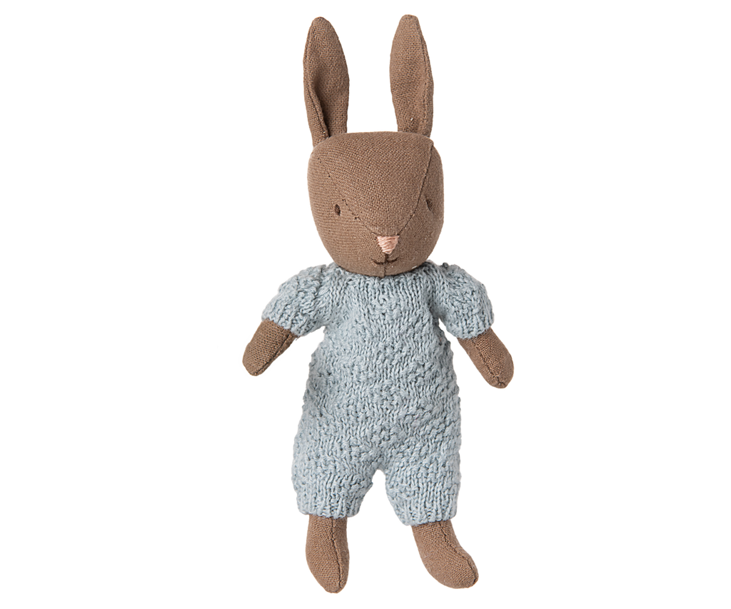 Rabbit, Micro || Brown, Blue knitted suit