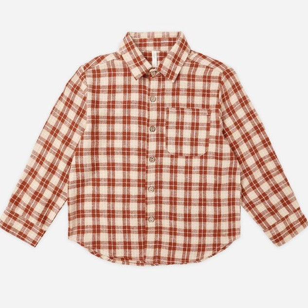 Collared Long Sleeve Shirt || Red Plaid