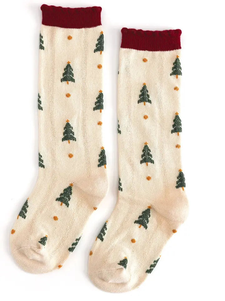 Tree Farm Scalloped Knee Socks