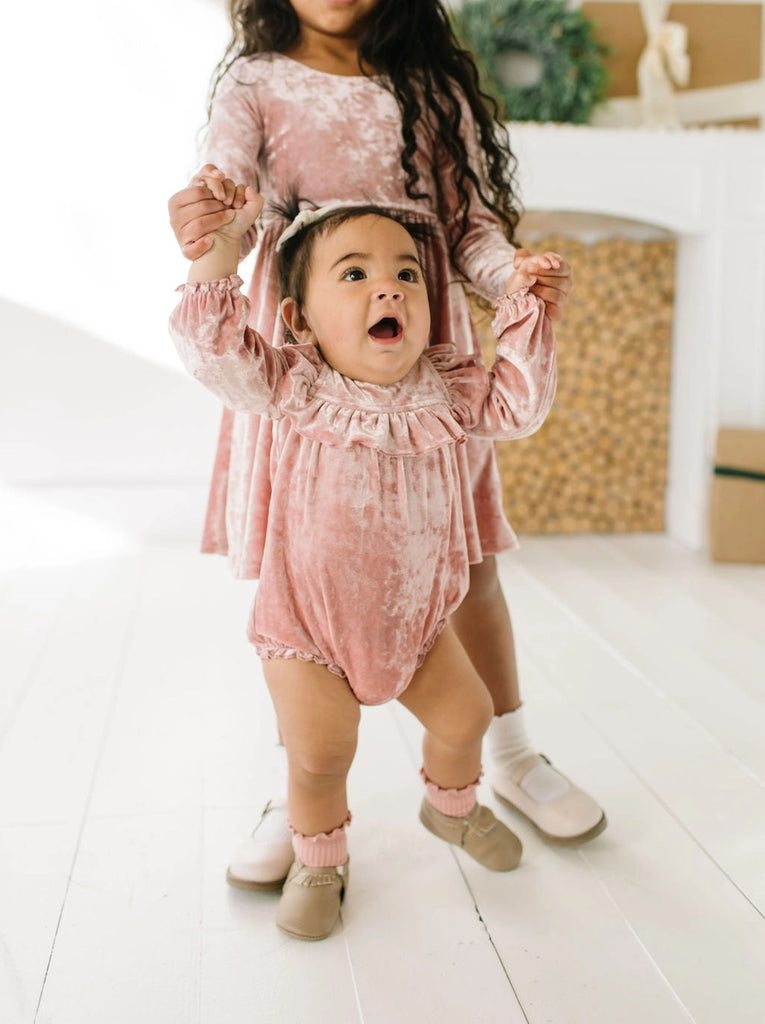 Hayley Romper || Crushed Blush Velvet