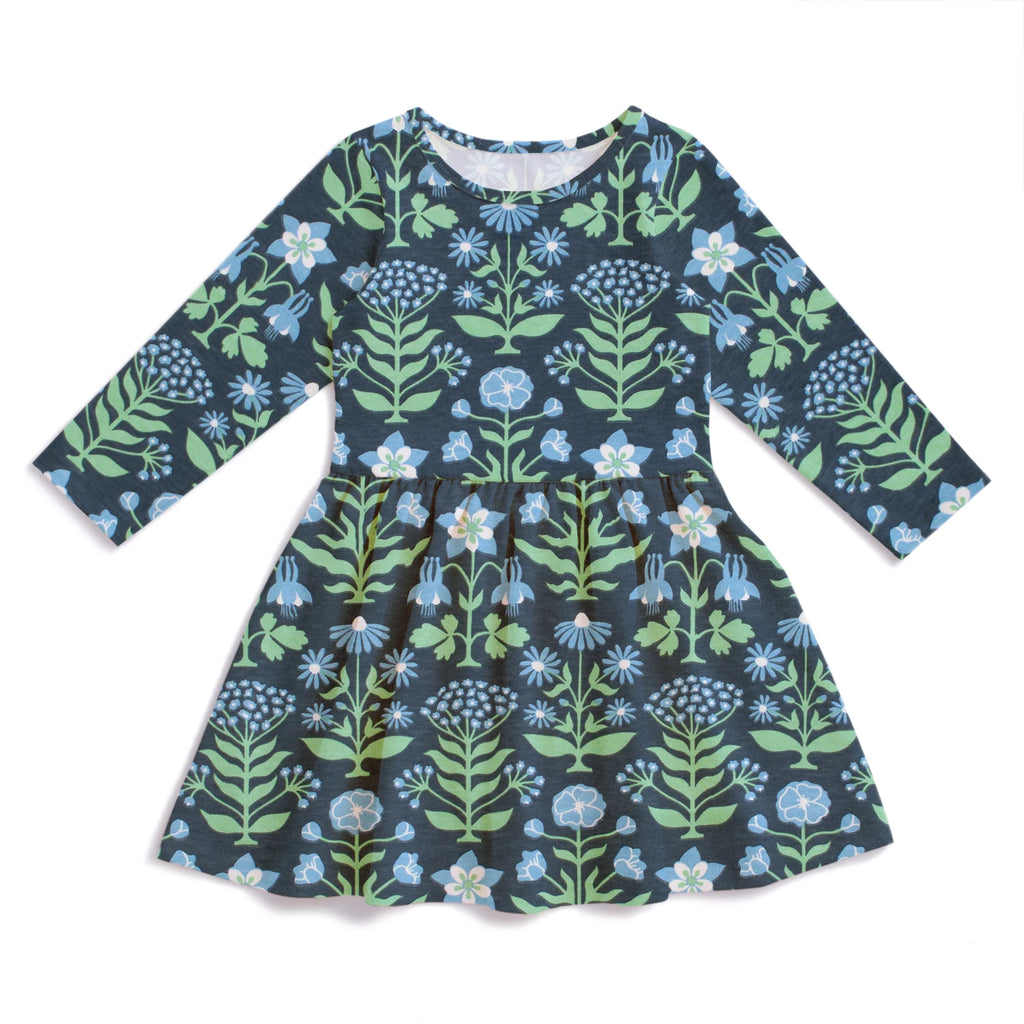Calgary Dress || Blockprint Floral Blue & Green