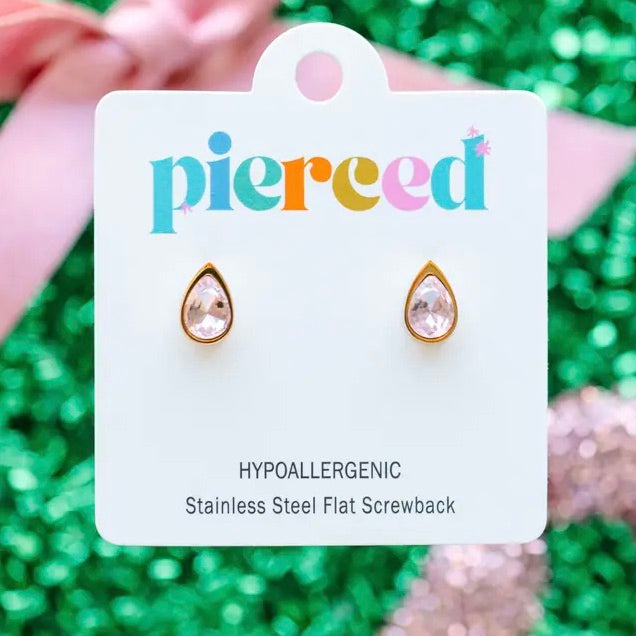 Pink Teardrop Gem Earrings