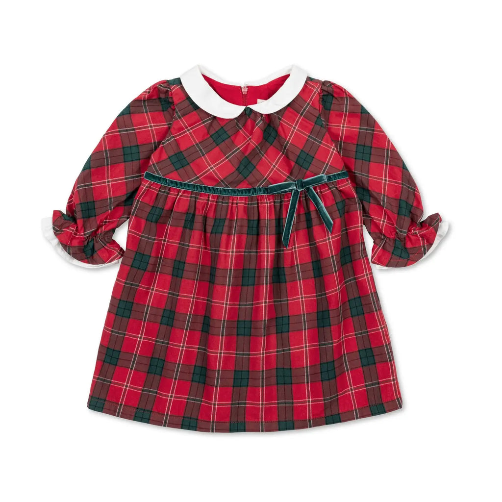 Organic Peter Pan Collar Ruffle Cuff Dress || London Plaid
