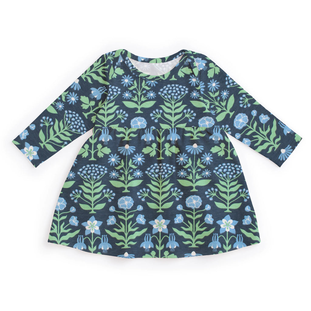 Lausanne Baby Dress ||  Blockprint Floral Blue & Green